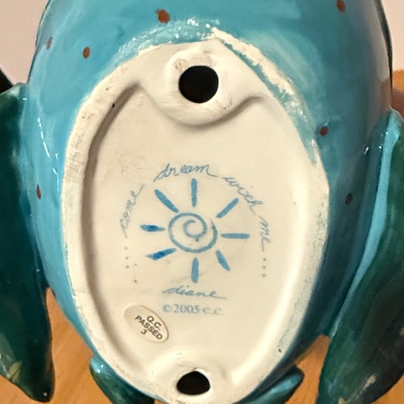 Blue Sky Multicolor Ceramic Fish with Floral Design - Picture 6 of 10